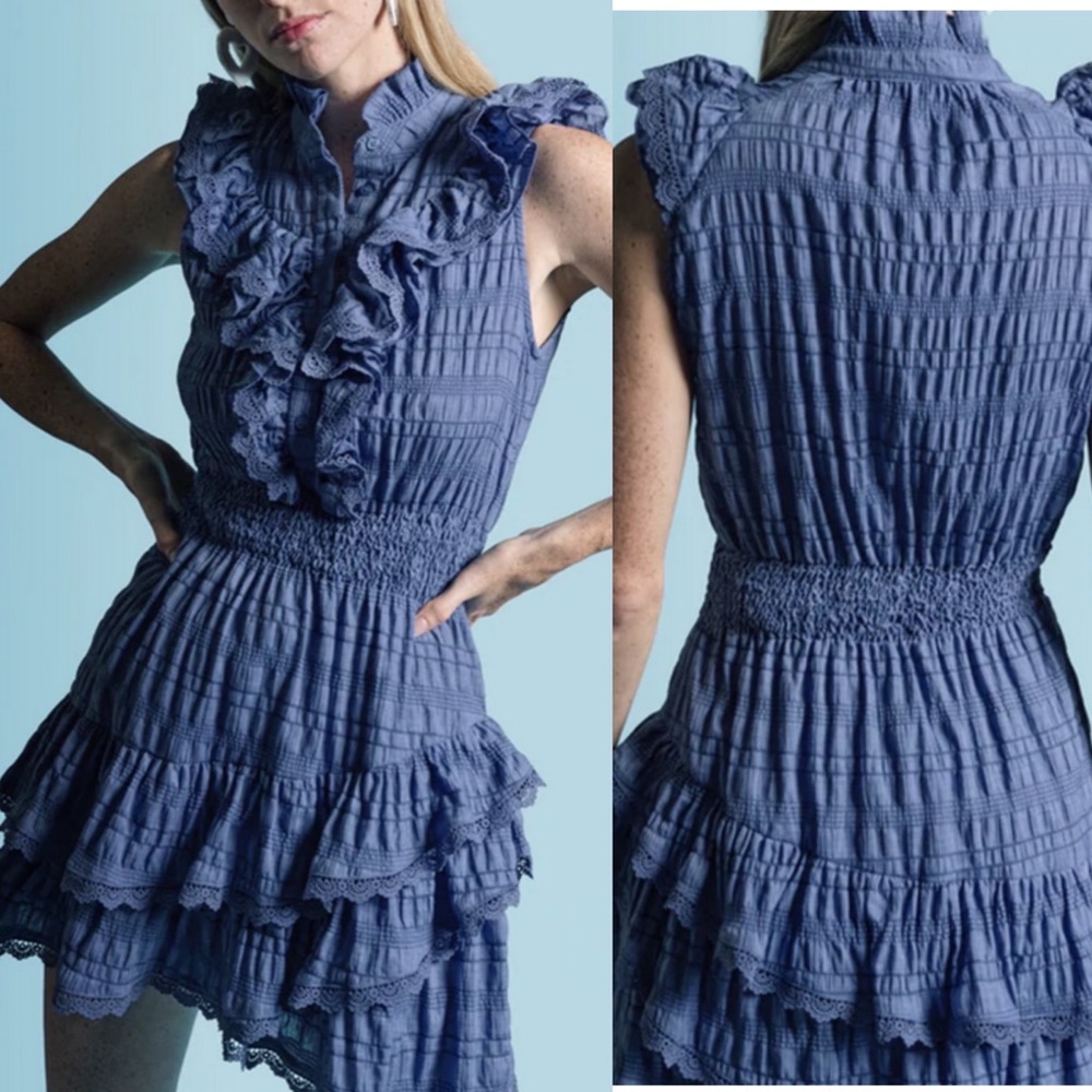 The Shirt Rochelle Behrens The Sleeveless Jill Ruffled Minidress Size S